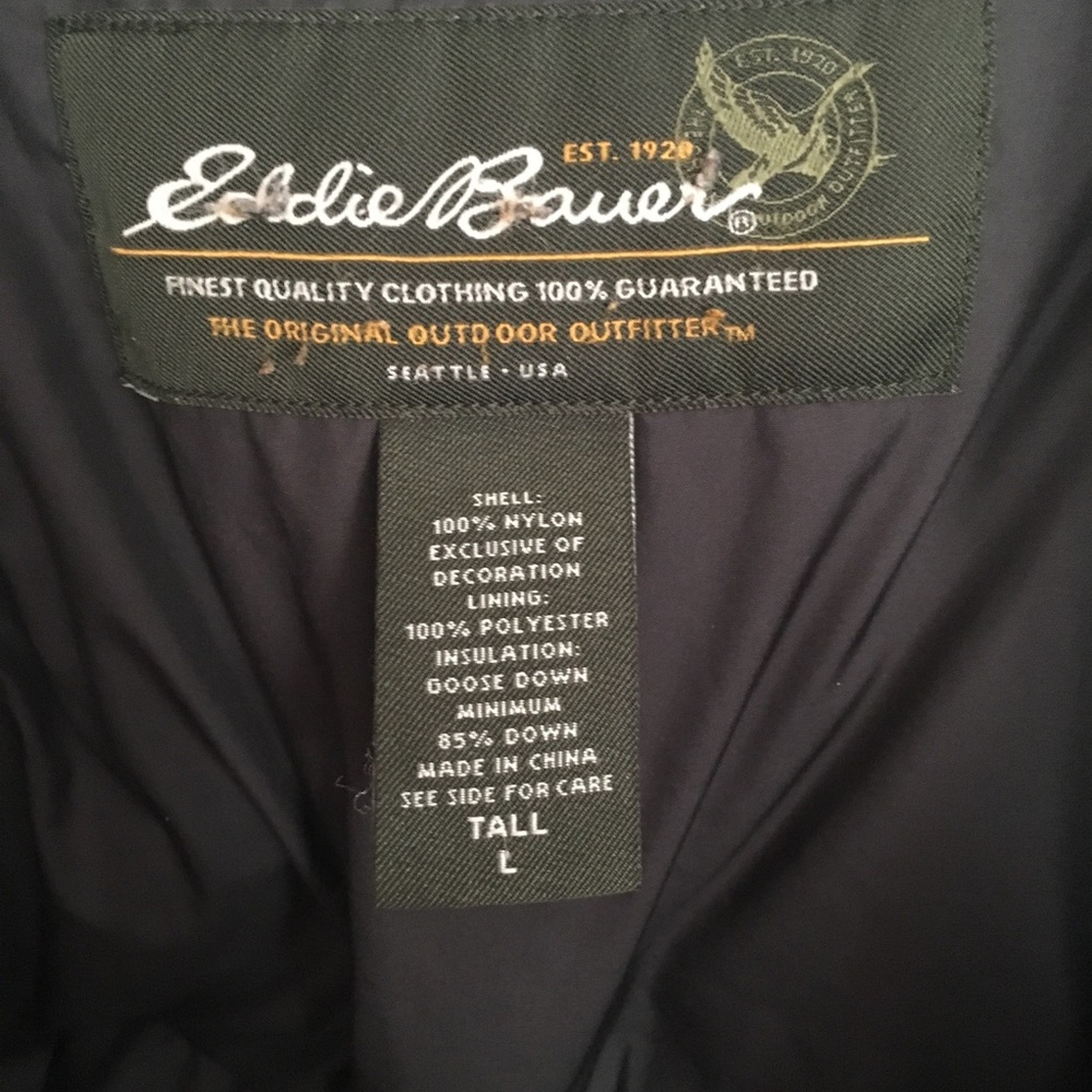 Eddie Bauer tall large 700 down mans coat